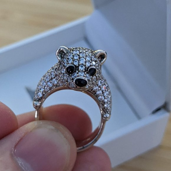 Designer Thomas Sabo Hugging Polar Bear Cubic Zirconia Sterling Silver Ring US S - Picture 2 of 6